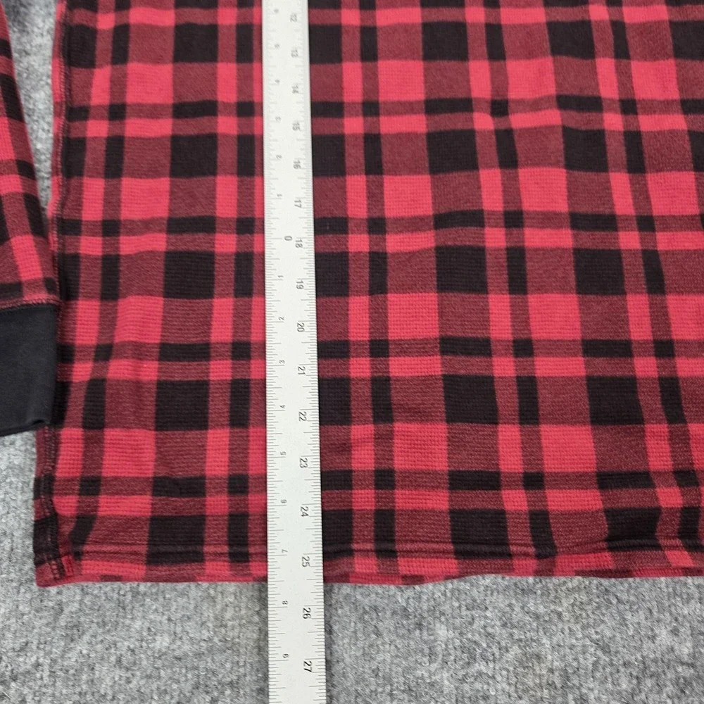 Polo Ralph Lauren Shirt Mens Large Red Black Plaid Thermal‎ Waffle Long Sleeve